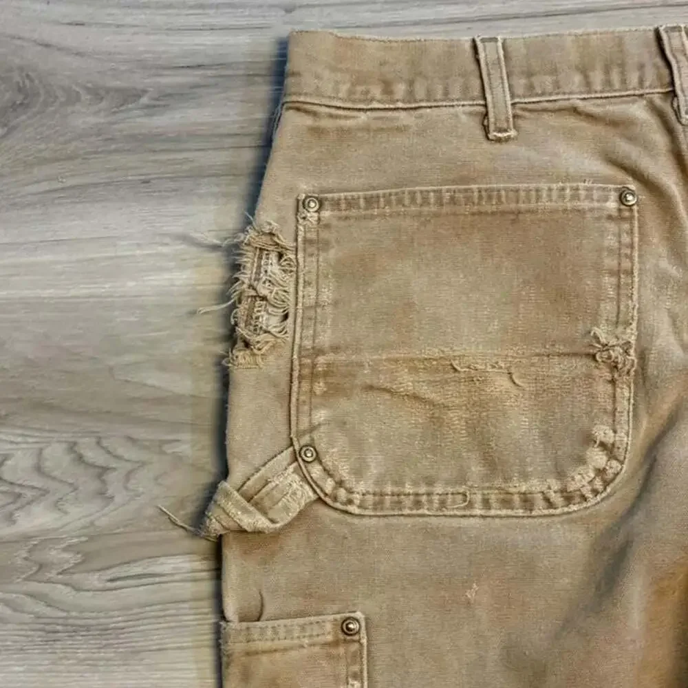Vintage Carhartt Double Knee Dungaree Fit Work Pants BRN 32x30